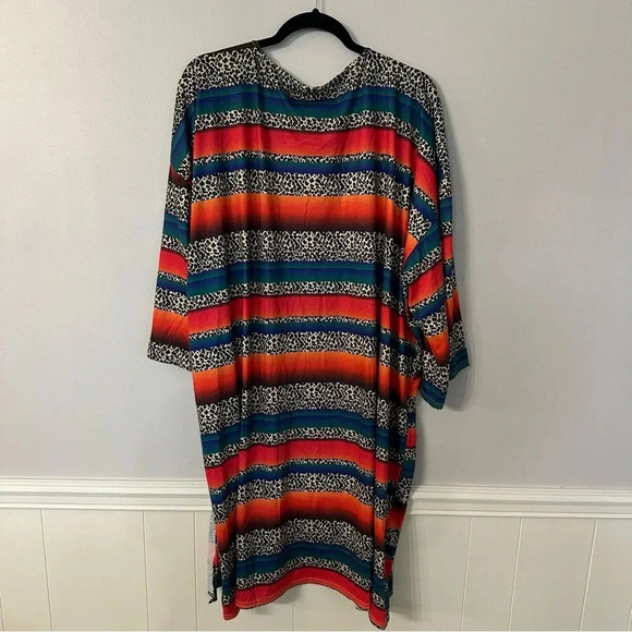 Women’s Boutique Colorful Serape & Cheetah Print Striped Kimono One Size GUC - Picture 7 of 7